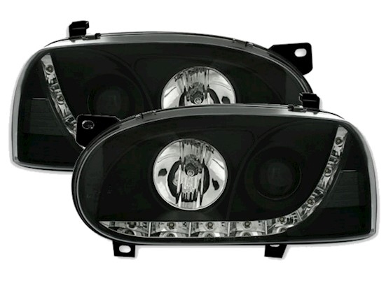Scheinwerfer mit LED für VW Golf 3 in Schwarz